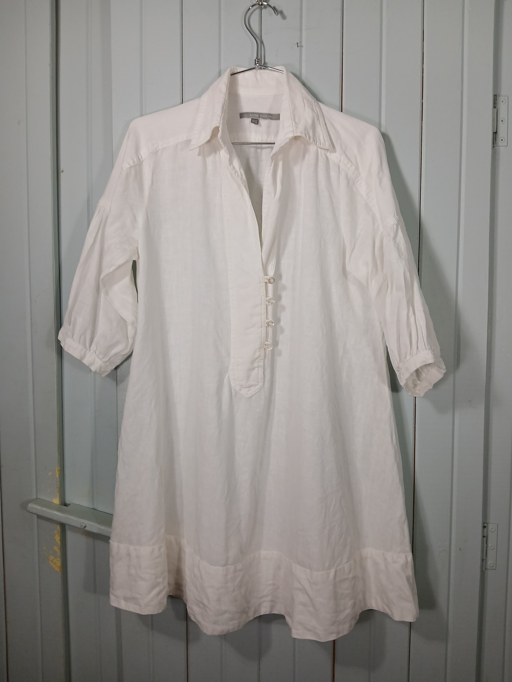 Zara Woman Button-Front Linen Tunic Dress